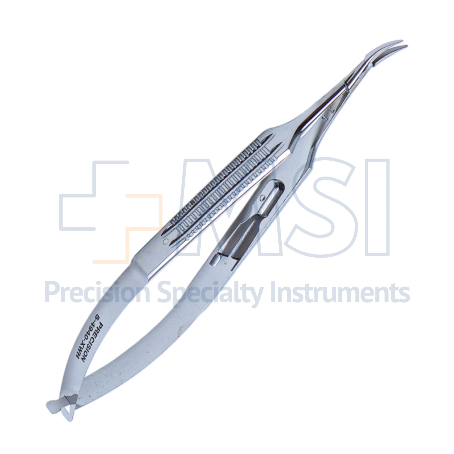 Troutman Needle Holder, Curved, Fien 9mm Jaws, With Lock, Flat