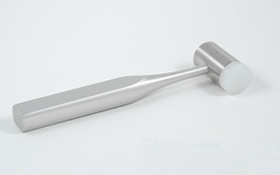 Combination Mallet #6 Medium With One Replaceable Nylon Cap And One Solid Stainless Side, It Has A Cylinder Shaped Head  