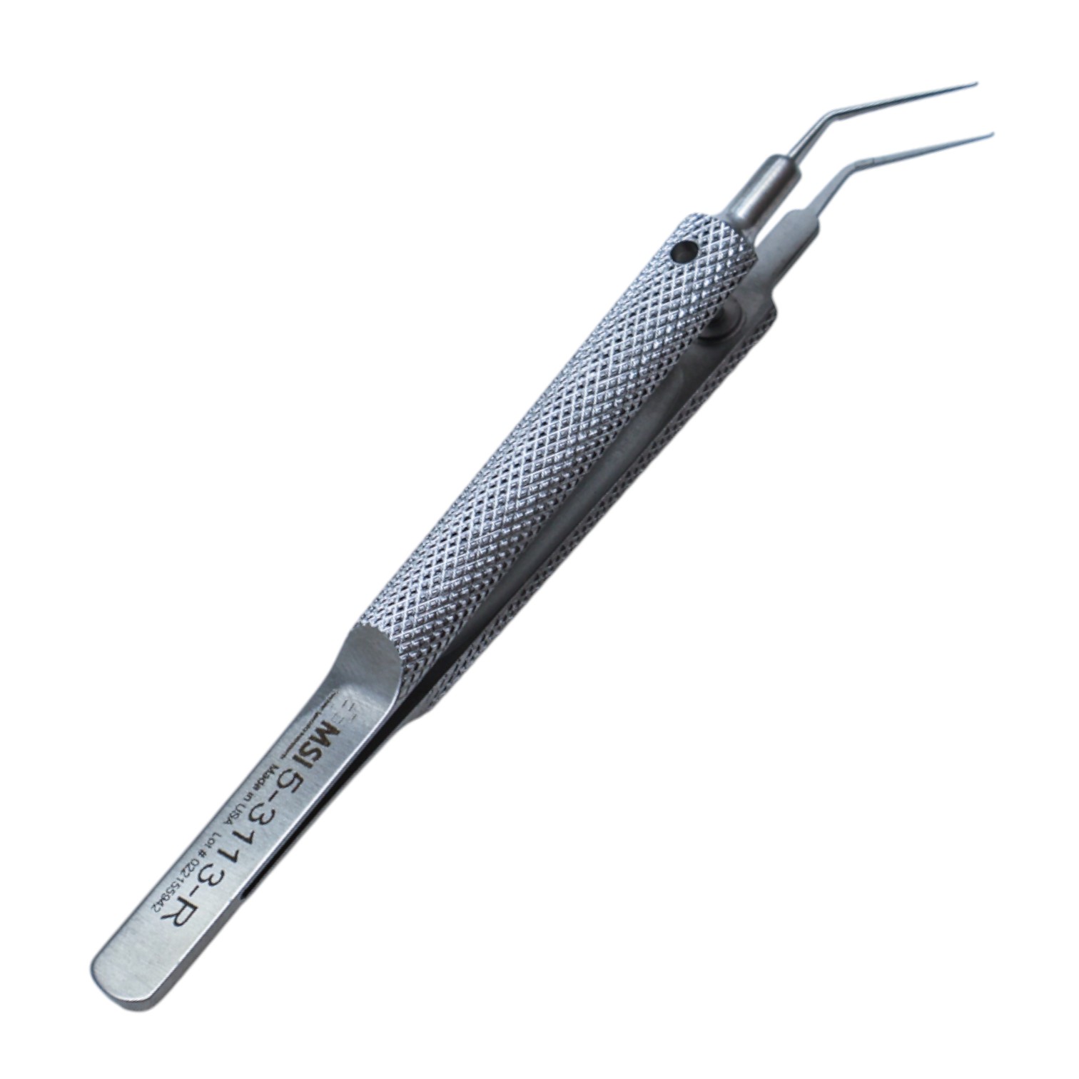 O'Gawa-Utrata Capsulorhexis Forceps, Fine Angled Tips, 11.5mm Angled Shafts Iris Stop, Round Handle, Dull Finish, Overall Length 4" (100mm) E2002R,2190E,E2002 R