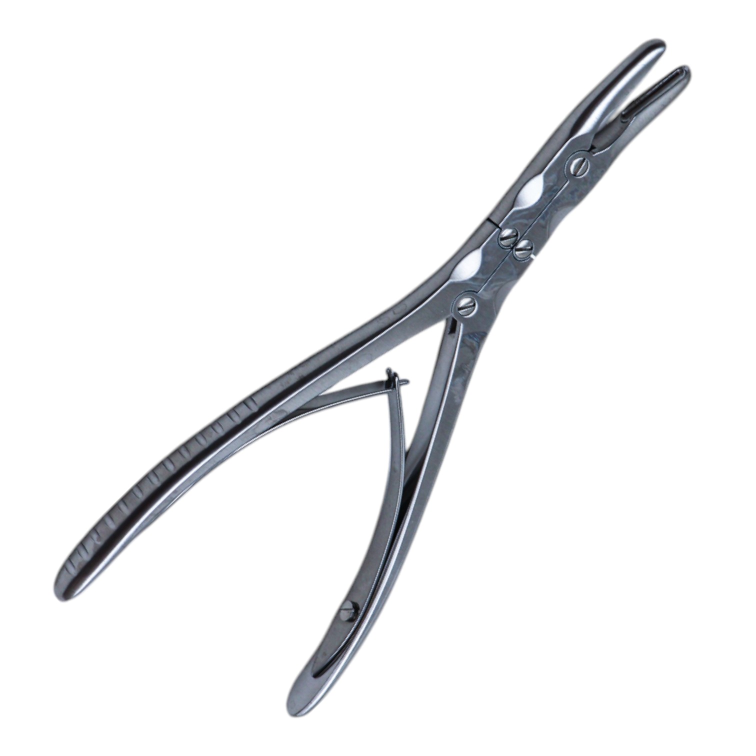 Beyer Rongeur, Curved, 4mm x 15mm Bite, Double Action Spring Handle, Overall Length 7" (178mm) 