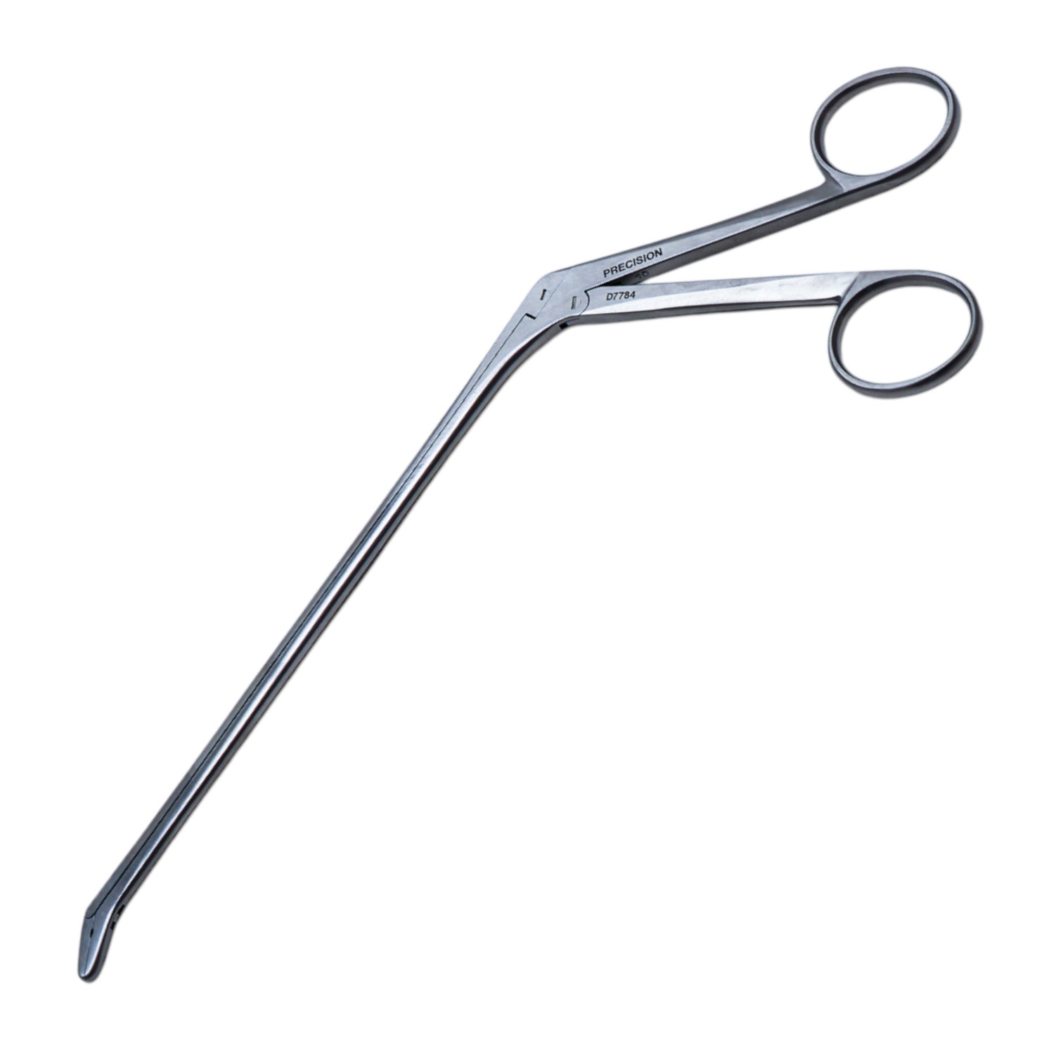 Love Gruenwald Intervertebral Discectomy Rongeur, Angled Down 45 Degrees, 3mm X 10mm Jaws, Two Ring Handles, Working Length 7" (178mm) 