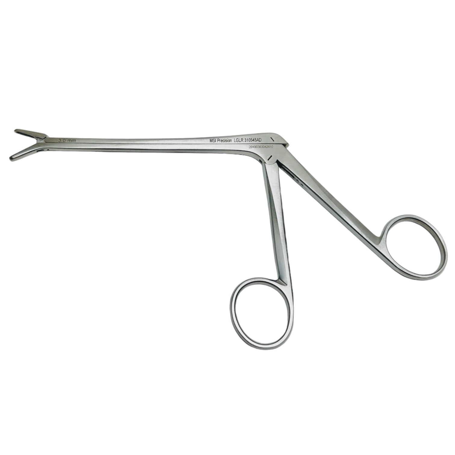 Love Gruenwald Vertical Disc Rongeur, Angled Down 30 Degrees, 3mm x 10mm Jaw, Working Length 5" (127mm) 