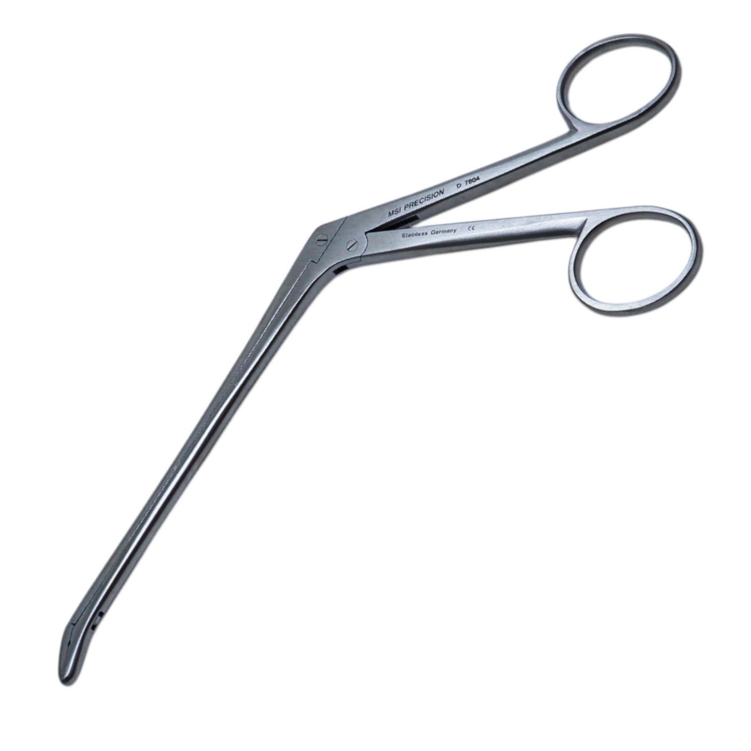 Spurling Intervertebral Discectomy Rongeur, Angled Down 45 Degrees, 4mm X 10mm Jaws, Two Ring Handles, Working Length 5" (127mm) 