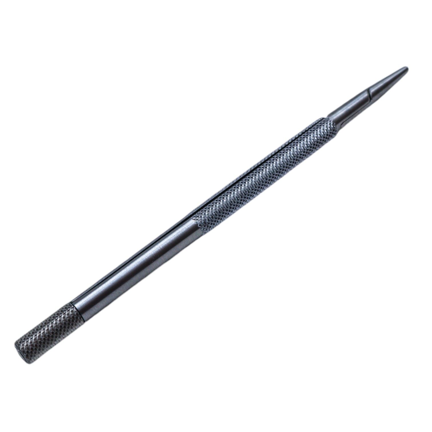 Swiss Blade Breaker / Holder, Conical Serrated 13mm Jaws, Round Knurled Handle, End Lock Polished Finish, Overall Length 4-3/4" (121mm), Supplied With 10 Breakable Stainless Steel Blades K2-5150,E0062,1052E,K2-5150,E0062