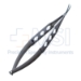 Uthoff-Gills Style Vannas Scissors, Angled Forward, Curved, Extra-Thin Blunt Tips, Three Hole Handle, Mid-Screw To Tip Length 13mm, Blade Length 10mm, Overall Length 4-1/2" (110mm) - 11-5-6237