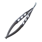 Uthoff-Gills Style Vannas Scissors, Angled Forward, Curved, Extra-Thin Blunt Tips, Three Hole Handle, Mid-Screw To Tip Length 13mm, Blade Length 10mm, Overall Length 4-1/2" (110mm) 1584367,11/5/6237,K4-5126