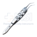 Masket Utrata Capsulorhexis Forceps, Extremely Delicate, Vaulted Shafts Angled 11mm From Bend to Tip, Delicate Triangular Grasping Tips, Three Hole Handle, Overall Length 4" (100mm) - 11-6-6195