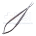 Jacobson Micro Needle Holder, Curved, Decliate, 11mm Length x 0.5mm Diamond Dusted Jaws, 8mm Diameter Knurled Handle, Without Lock, Overall Length 6" (150mm) - 191-135615-42