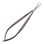 Jacobson Micro Needle Holder, Curved, Decliate, 11mm Length x 0.5mm Diamond Dusted Jaws, 8mm Diameter Knurled Handle, Without Lock, Overall Length 6" (150mm) 