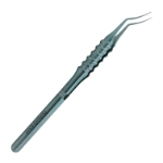 Utrata Capsulorhexis Forceps, Titanium, Long Ergonomic 8mm Round Handle, Sharp Pointed Serrated Tips, Vaulted Tips 13mm Bend to Tip, Laser Marks at 2.5mm/5mm, For Incisions Down to 2.2mm 