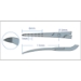 Jones Inamura Capsulorhexis Forceps, Curved, E-Range, Cross-Action Tips, 1.5mm Width At Pivot Box, Incision Down To 1.8mm, Pointed Serrated Interlocking Tips, Tip To Pivot Point 11mm, Marks On Shaft Every 1mm From Tip To 6mm, Tips Angled 45 Degrees To Handle, Flat Handle, Overall Length 4-1/2" (115mm) - 2-716G-10E