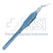 Jones Inamura Capsulorhexis Forceps, Curved, E-Range, Cross-Action Tips, 1.5mm Width At Pivot Box, Incision Down To 1.8mm, Pointed Serrated Interlocking Tips, Tip To Pivot Point 11mm, Marks On Shaft Every 1mm From Tip To 6mm, Tips Angled 45 Degrees To Handle, Flat Handle, Overall Length 4-1/2" (115mm) - 2-716G-10E