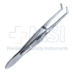 Jameson Muscle Forceps, Child Size, Left, Angled Shafts, 9mm Scaled Jaws, 1mm Teeth On One Jaw Fit Into Holes On Other Jaw, Serrated Handle, Slide Lock Polished Finish, Overall Length 3-7/8" (99mm) - 5-3445