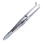 Jameson Muscle Forceps, Child Size, Left, Angled Shafts, 9mm Scaled Jaws, 1mm Teeth On One Jaw Fit Into Holes On Other Jaw, Serrated Handle, Slide Lock Polished Finish, Overall Length 3-7/8" (99mm) 564422,5-3445,K5-9010,E2334
