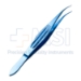 Corneal Forceps, Colibri Style, Titanium, 0.12mm, 1 x 2 Teeth Set At 45 Degrees, 6mm Tying Platform, Serrated Wide Handle, Polished Finish, Overall Length 4-1/4" (109mm) - 5-4316-T