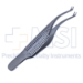 Polack Double Corneal Forceps, Colibri Style, Two 2.75mm Long Tips Separated 1mm, 1 x 2 Teeth, Serrated Handle, Dull Finish, Overall Length 2-3/4" (71mm) - 5-4326