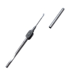 Intraocular Scissors, Straight, Delicate Serrated 3mm Blades, Pointed Tips, 2mm Diameter/33mm Long Tubular Shaft, Serrated Squeeze Handle, Polished Finish, Tip Guard, Overall Length 5-3/4" (146mm) 913959,May-02,E3391