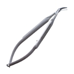 Castroviejo Corneal Section Scissors, Curved Left, Blunt Tips, 10mm Mid-Screw To Tip, Serrated Wide Handle, Polished Finish, Overall Length 4-7/8" (125mm) E3305WH,5871E,E3305 WH