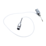 Simcoe Double-Barreled I/A Unit, 23ga, Thin Wall, Aspirating, Through .3mm Top Port, Silicone Tubing, Irrigating Through Side Opening Through Main Hub, Curved Shaft, Polished Finish, Excluding Hub Overall Length 5/8" (15mm) 1162324,May-82,K7-4300,91-7055,E4971