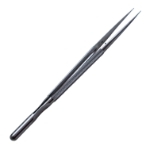 Dennis Micro Ring Tip Forceps, 1mm x 0.5mm Straight Diamond Impregnated Tips, Counter Weight Balanced, Round Handle, Overall Length 8-1/4" (210mm) 
