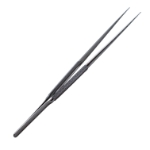 Rhoton Style Micro Ring Tip Forceps, 1mm x 0.5mm Straight Diamond Impregnated Tips, 8mm Diameter Round Handle, Overall Length 8-1/4" (210mm) 