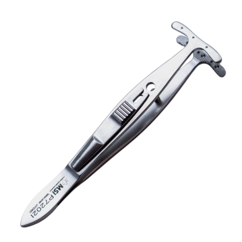 Mueller-Putterman Ptosis Clamp, 6 Pin Model, Interlocking Grooves On Both Jaws, Concave Head 24mm Wide, Overall Length 3-3/4" (95mm) 7202E,K5-9315,E2508