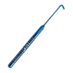 Wright Grooved Muscle Hook, Titanium, Right, Working End 2.5mm Diameter x Inside 11.5mm x Outside 14.5mm Long, With Groove, Round Fenestrated Handle, Overall Length 5-1/2" (140mm) 