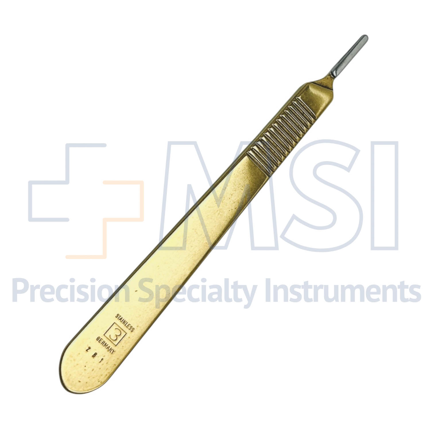 Blade Handle With Ruler - #3 Knife Handle, Gold Plated, Ruler #0101-2704-GP