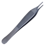 Adson Tissue Forceps, 1 x 2 Teeth, Serrated Jaws, Overall Length 4-3/4" (121mm) 