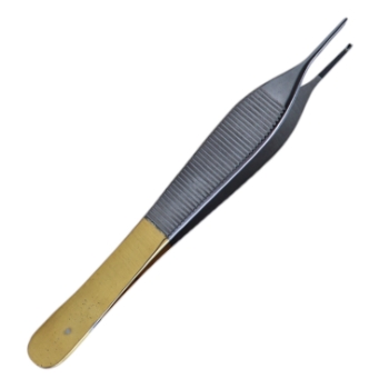 Adson Tissue Forceps, TC, 1 x 2 Teeth, Serrated Platform Jaw, Overall Length 4-3/4" (121mm) 