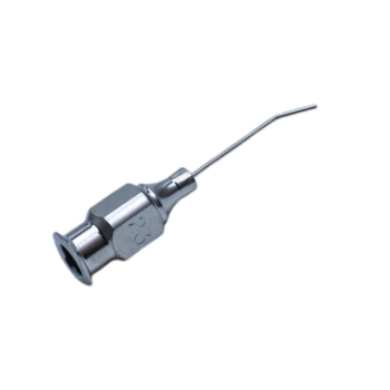 Air Injection Cannula, 23ga, Angled 45 Degrees Shaft, 5mm Tip To Bend, Polished Finish, Excluding Hub Overall Length 1-3/8" (36mm) 