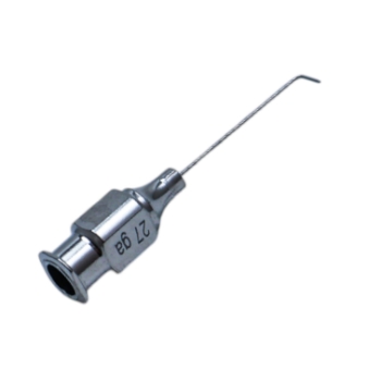 Air Injection Cannula, 27ga, Angled 90 Degrees Shaft, 3mm Tip To Bend, Polished Finish, Excluding Hub Overall Length 3/4" (19mm) 