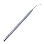 Akahoshi Nucleus Sustainer, Elongated Paddle Shaped Blade, Right Side Dished Out, Angled Shaft 10mm Bend to Tip, Stainless Steel, Round Knurled Handle 573010,11/4/3468,K3-2357