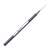 Anis Disk Capsule Polisher, 1.5mm Flat Disk Shape Sandblasted Tip, Flexible 18mm Gently Curved Shaft, Round Knurled Handle, Dull Finish, Tip Guard, Overall Length 4-1/2" (115mm) E0518,E0518