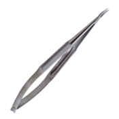 Anis Needle Holder, Curved, Without Lock, Extra Delicate Jaws, 14mm Mid-Screw To Tip, Knurled Handle, Overall Length 5" (127mm) 1082892,11/7/4864,K6-3753,08-02158,E3805 M