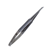 Anis Needle Holder, Curved, Delicate, Round Knurled Handle, Dull Finish, With Lock, Overall Length 5" (126mm) 