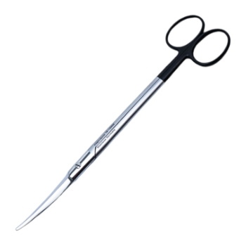 Aston Face Lift Scissors, Super Cut, Curved, Blunt Tips, Bottom Blade Serrated, Pyramid Dissecting Blades, Rounded Shanks, Black Ring Handles, Overall Length 7-3/4" (198mm) 