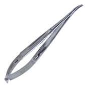 Azar Needle Holder, Gently Curved, Fine 11mm Jaws, With Lock, Flat Scalloped Handle, Overall Length 5-1/8" (130mm) 1118495,May-62,E3851