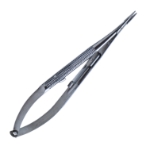 Baby Barraquer Needle Holder, Straight, Delicate, With Lock, Short Model, 14mm Mid-Screw To Tip, Round Knurled Handle, Overall Length 4" (105mm) 807863,11/7/4111,K6-3000
