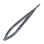 Baby Barraquer Needle Holder, Straight, Delicate, Without Lock, Short Model, 14mm Mid-Screw To Tip, Round Knurled Handle, Overall Length 4" (105mm) 811516,11/7/4121,K6-3010