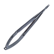Baby Barraquer Needle Holder, Straight, Delicate, Without Lock, Short Model, 14mm Mid-Screw To Tip, Round Knurled Handle, Overall Length 4" (105mm) 811516,11/7/4121,K6-3010