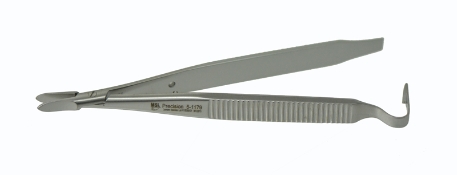 Barraquer Blade Breaker / Holder, 12mm Serrated Heavy Jaws, Flat Grooved Handle, Spring Clip Lock Dull Finish, Overall Length 4-1/2" (115mm), Supplied With 10 Breakable Stainless Steel Blades E0068,08-11101,1054E,08-11101,E0068