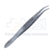 Barraquer Cilia Forceps, Slightly Angled, 10mm Smooth Platforms, Serrated Handle, Overall Length 4" (102mm) - 54-15105