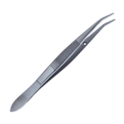 Barraquer Cilia Forceps, Slightly Angled, 10mm Smooth Platforms, Serrated Handle, Overall Length 4" (102mm) E2162,08-01602,2225E,08-01602,E2162