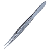 Barraquer Cilia Forceps, Slightly Curved, 6mm Long Platform, Serrated Handle, Overall Length 4-1/4" (109mm) 501601,May-73,08-01602,E2162