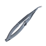 Barraquer Corneal Section Scissors, Right, 45 Degrees Angled Blades Up, Blunt Tips, Finger Slide Lock, 12mm Mid-Screw To Tip, Serrated Handle, Overall Length 4" (100mm) 259997,11/5/2611,K4-1500