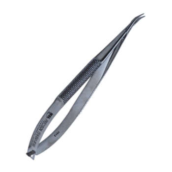 Barraquer Micro Surgical Needle Holder, Curved, Delicate 8mm Jaws, Without Lock, Overall Length 5-1/4" (133mm) 