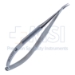 Barraquer Needle Holder, Gently Curved, Fine 10mm Jaws, Without Lock, Round Knurled Medium Handle, Dull Finish, Overall Length 5-1/4" (135mm) - 5-4955