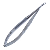 Barraquer Needle Holder, Gently Curved, Fine 10mm Jaws, Without Lock, Round Knurled Medium Handle, Dull Finish, Overall Length 5-1/4" (135mm) 1115938,May-55,E3844