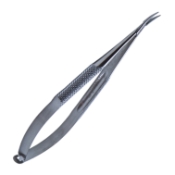 Barraquer Needle Holder, Curved, Very Delicate, Without Lock, 12mm Mid-Screw To Tip, Knurled Handle, Overall Length 5-1/4" (135mm) 921089,11/7/4421,K6-3310